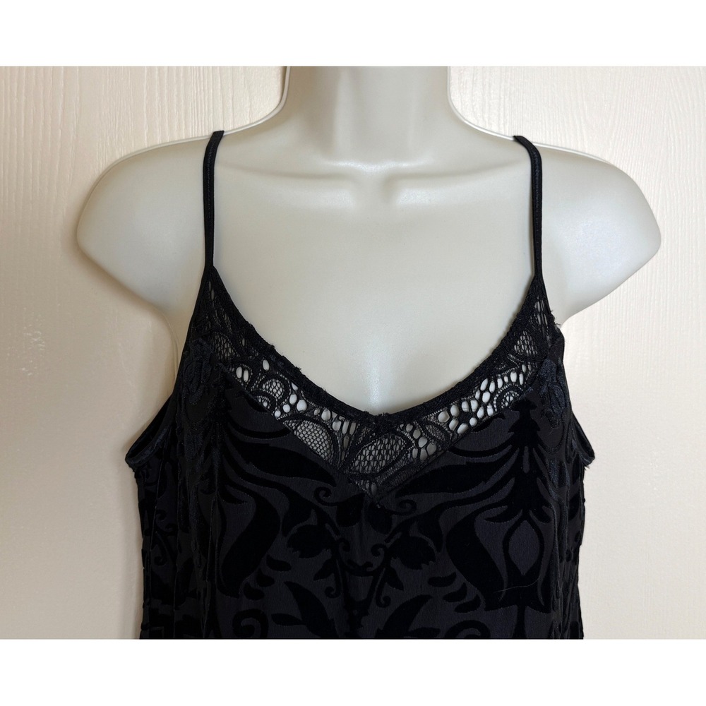 Black Velvet Burnout Slip Mini Dress Size XL Whimsygoth Dark Romantic Party - Picture 4 of 14